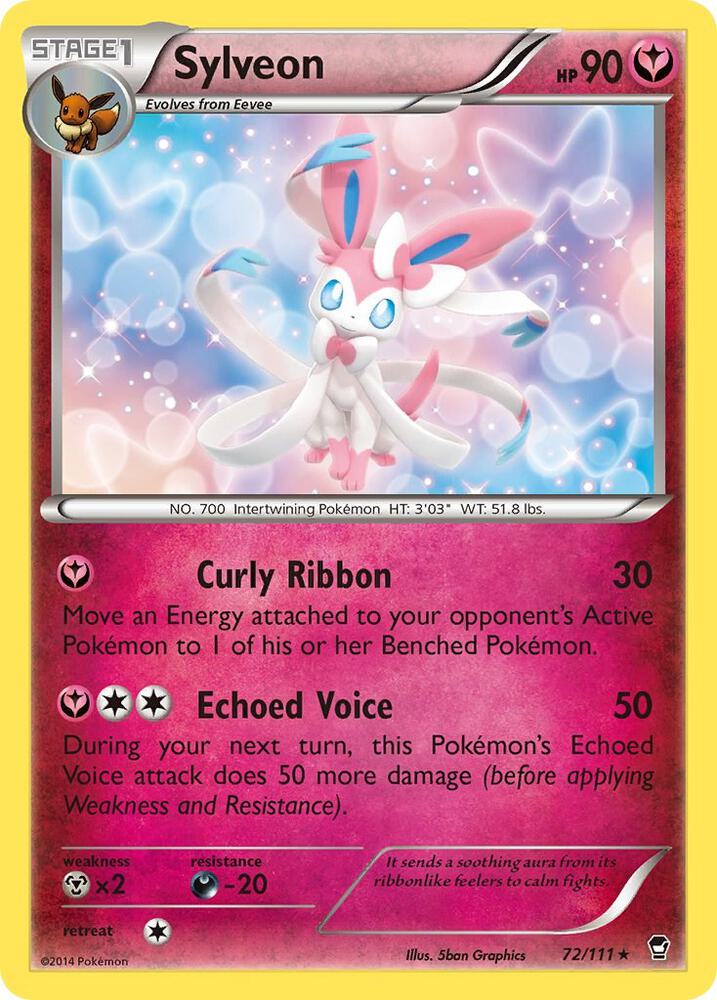 Pokémon Sylveon #72/111 XY - Furious Fists Rare Reverse Holofoil Near Mint Trading Card