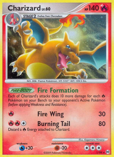 Pokémon Charizard #1/99 Arceus Holo Rare Holofoil Lightly Played Trading Card