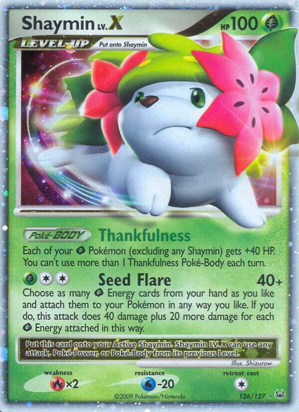 Pokémon Shaymin Lv.X #126/127 Platinum Land Forme Holofoil Heavily Played English Trading Card — catalog front, TCGplayer SKU 1250035