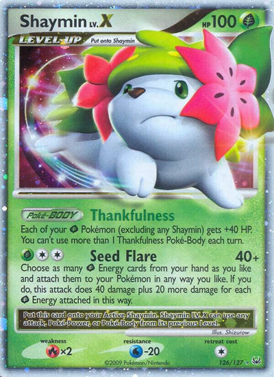Pokémon Shaymin Lv.X #126/127 Platinum Land Forme Holofoil Heavily Played English Trading Card — catalog front, TCGplayer SKU 1250035