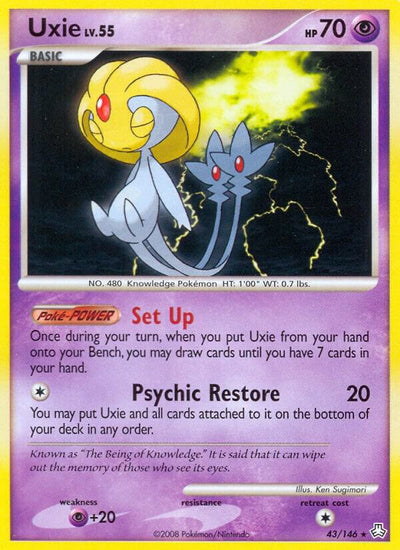 Pokémon Uxie #43/146 Legends Awakened Rare Reverse Holofoil Near Mint English Trading Card — catalog front, TCGplayer SKU 1257812