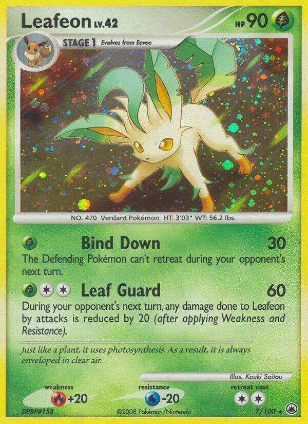 Pokémon Leafeon #7/100 Majestic Dawn 7 Holofoil Moderately Played Trading Card