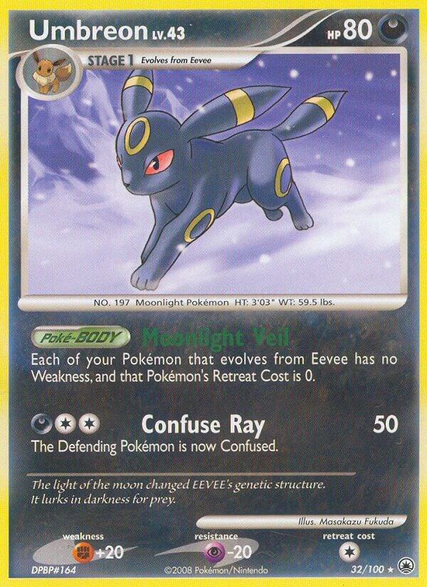 Pokémon Umbreon #32/100 Majestic Dawn Rare Reverse Holofoil Moderately Played Trading Card