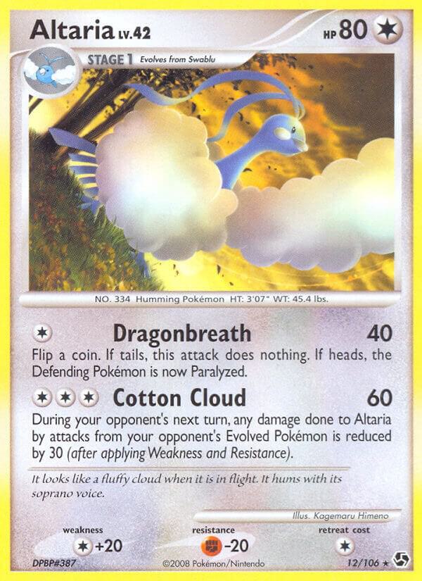 Pokémon Altaria #12/106 Great Encounters Rare Reverse Holofoil Lightly Played English Trading Card — catalog front, TCGplayer SKU 1259713