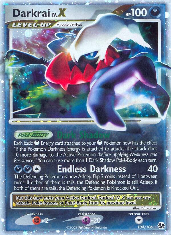 Pokémon Darkrai LV.X #104/106 Great Encounters Ultra Rare Holofoil Heavily Played English Trading Card — catalog front, TCGplayer SKU 1259825