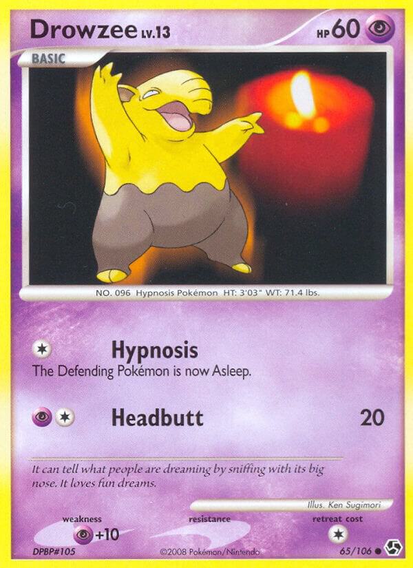 Pokémon Drowzee #65/106 Great Encounters Common Reverse Holofoil Lightly Played English Trading Card — catalog front, TCGplayer SKU 1259843