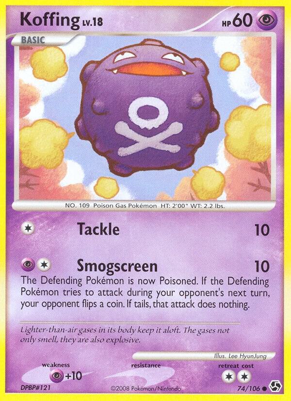 Pokémon Koffing #74/106 Great Encounters Common Reverse Holofoil Lightly Played English Trading Card — catalog front, TCGplayer SKU 1259943