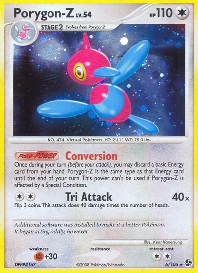 Pokémon Porygon-Z #6/106 Great Encounters Holo Rare Holofoil Lightly Played English Trading Card — catalog front, TCGplayer SKU 1260073