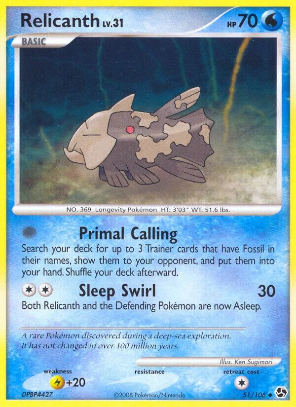 Pokémon Relicanth #51/106 Great Encounters Uncommon Reverse Holofoil Near Mint English Trading Card — catalog front, TCGplayer SKU 1260102