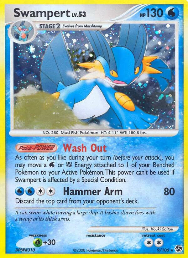 Pokémon Swampert #9/106 Great Encounters Holo Rare Holofoil Lightly Played English Trading Card — catalog front, TCGplayer SKU 1260178