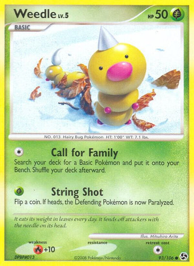 Pokémon Weedle #93/106 Great Encounters Common Reverse Holofoil Near Mint English Trading Card — catalog front, TCGplayer SKU 1260262