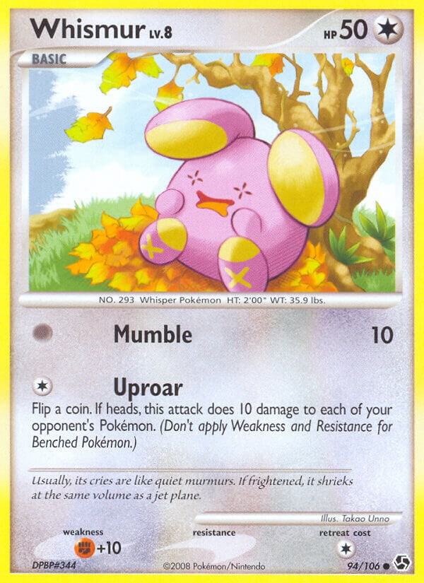 Pokémon Whismur #94/106 Great Encounters Common Reverse Holofoil Near Mint English Trading Card — catalog front, TCGplayer SKU 1260272