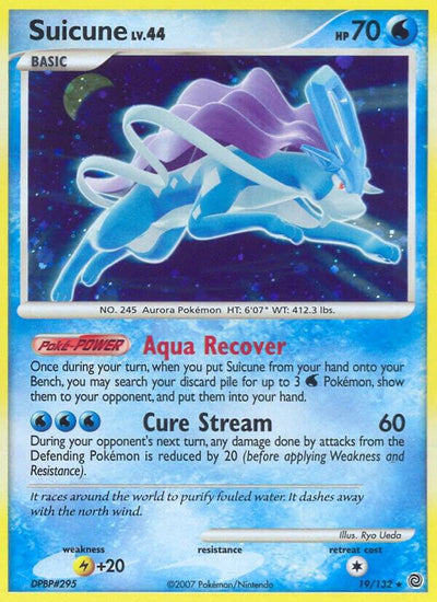Pokémon Suicune #19/132 Secret Wonders Holo Rare Reverse Holofoil Lightly Played English Trading Card — catalog front, TCGplayer SKU 1260934