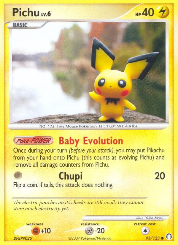 Pokémon Pichu #93/123 Mysterious Treasures Common Reverse Holofoil Lightly Played Trading Card