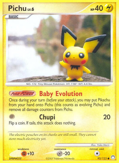 Pokémon Pichu #93/123 Mysterious Treasures Common Reverse Holofoil Lightly Played Trading Card