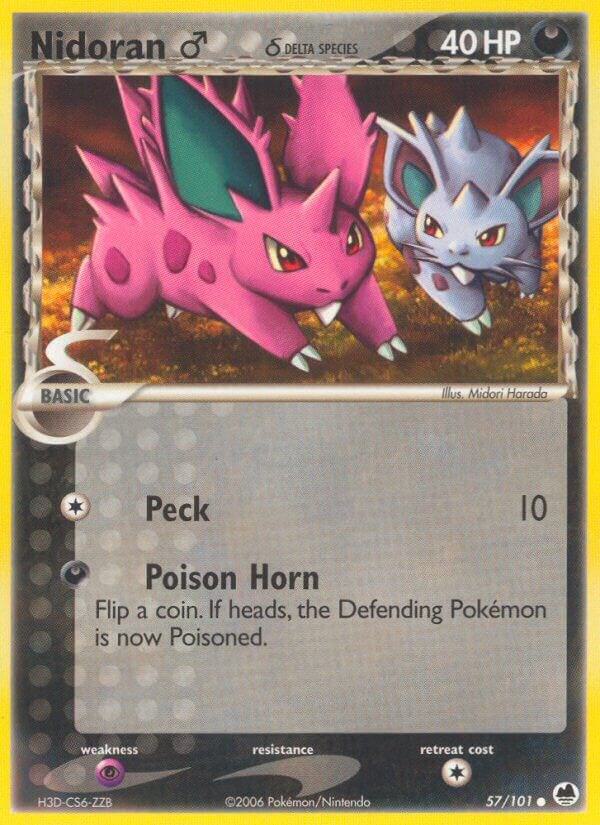 Pokémon Nidoran M #57/101 EX Dragon Frontiers Delta Species Reverse Holofoil Lightly Played English Trading Card — catalog front, TCGplayer SKU 1263594