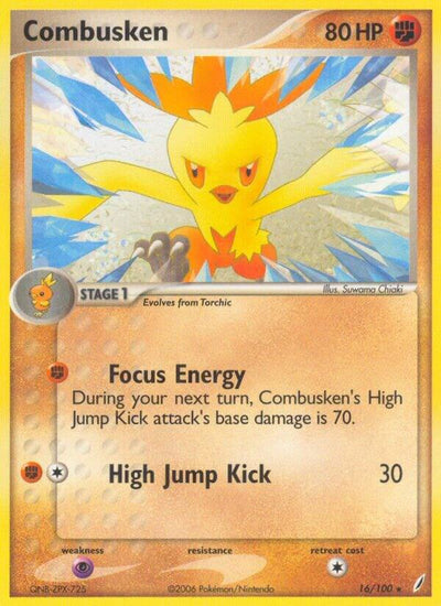 Pokémon Combusken #16/100 EX Crystal Guardians Rare Reverse Holofoil Near Mint English Trading Card — catalog front, TCGplayer SKU 1264208