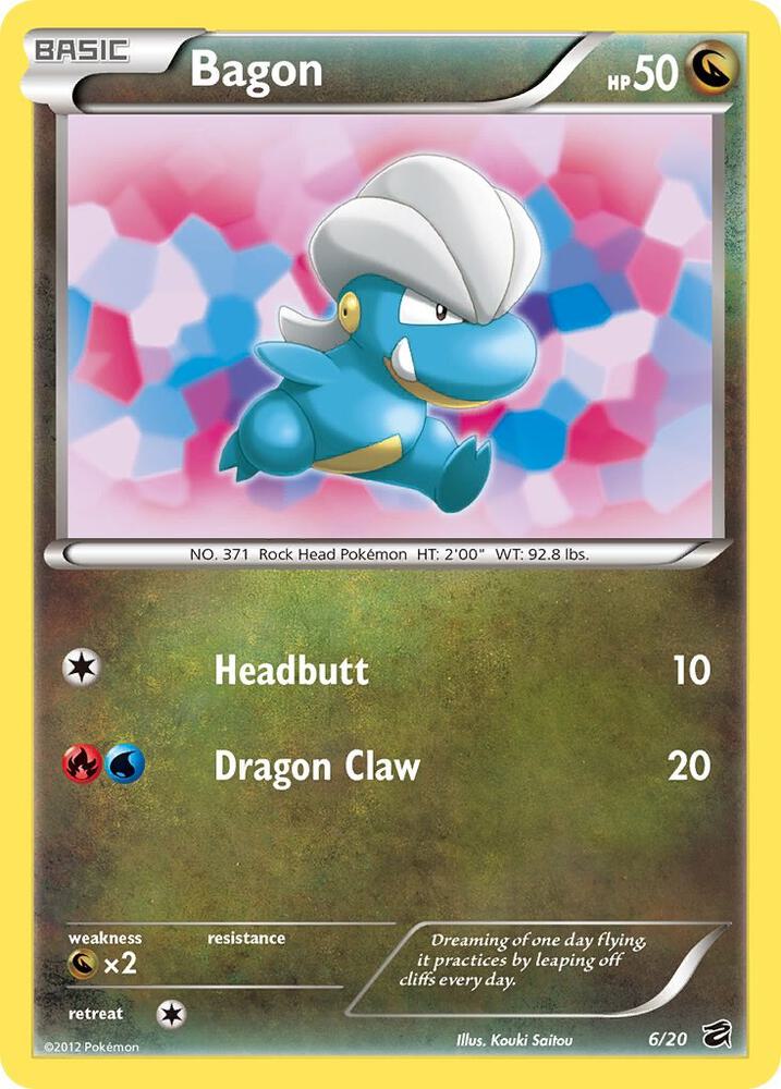 Pokémon Bagon #6/20 Dragon Vault Holo Rare Holofoil Near Mint English Trading Card — catalog front, TCGplayer SKU 1264637