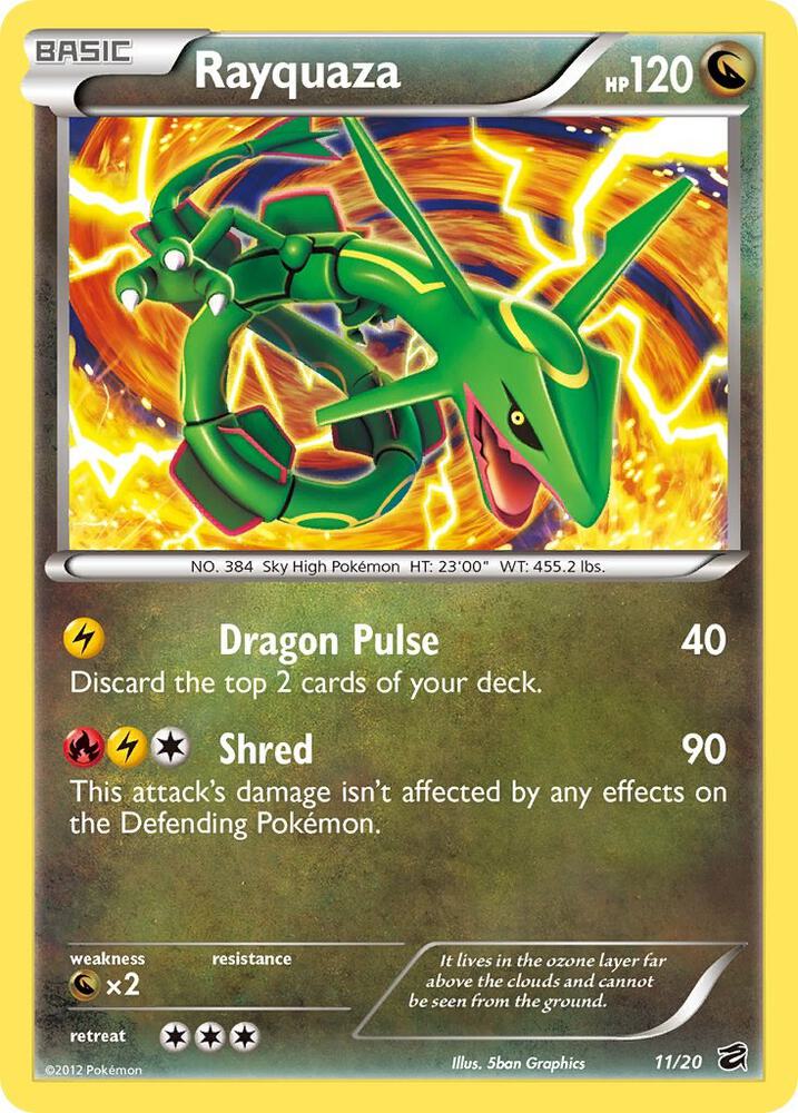 Pokémon Rayquaza #11/20 Dragon Vault Holo Rare Holofoil Moderately Played English Trading Card — catalog front, TCGplayer SKU 1264714
