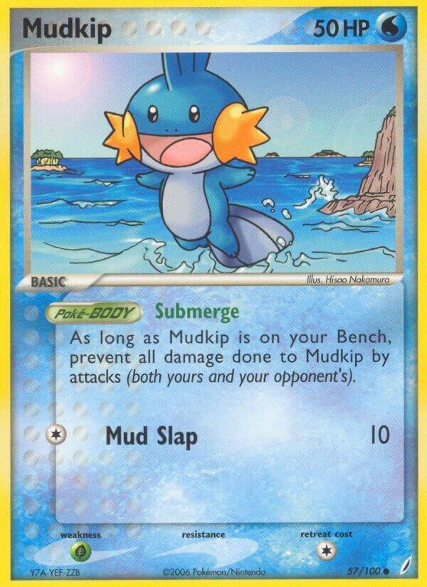 Pokémon Mudkip #57/100 EX Crystal Guardians Common Reverse Holofoil Near Mint English Trading Card — catalog front, TCGplayer SKU 1264737