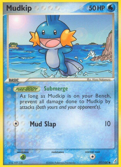 Pokémon Mudkip #57/100 EX Crystal Guardians Common Reverse Holofoil Near Mint English Trading Card — catalog front, TCGplayer SKU 1264737