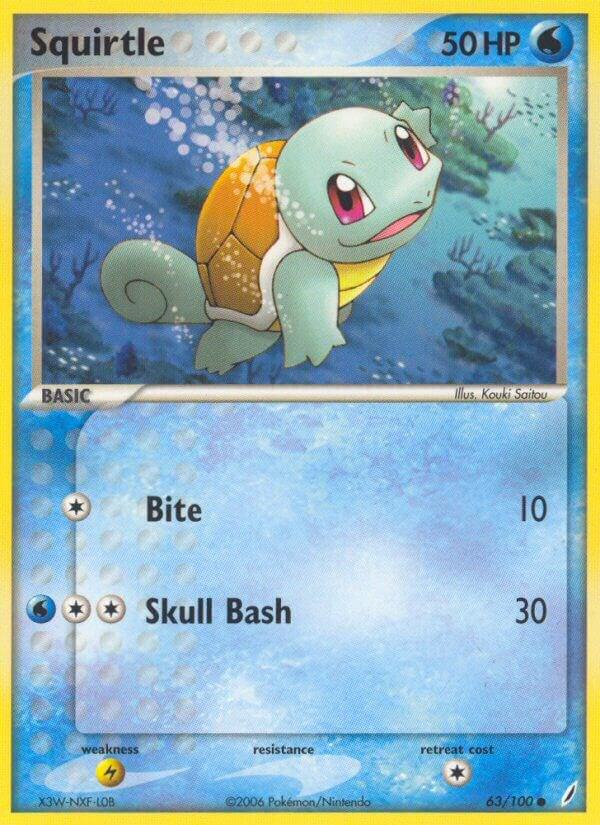 Pokémon Squirtle - 063/100 #63/100 EX Crystal Guardians Common Reverse Holofoil Near Mint Trading Card
