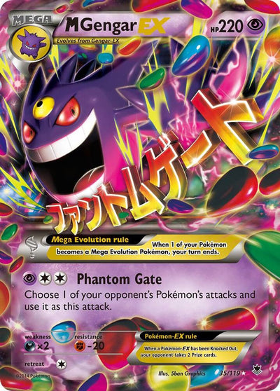 Pokémon M Gengar EX #35/119 XY - Phantom Forces Ultra Rare Holofoil Moderately Played Trading Card