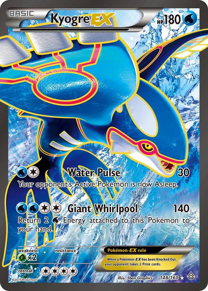 Pokémon Kyogre EX #148/160 XY - Primal Clash 148 Full Art Holofoil Lightly Played Trading Card