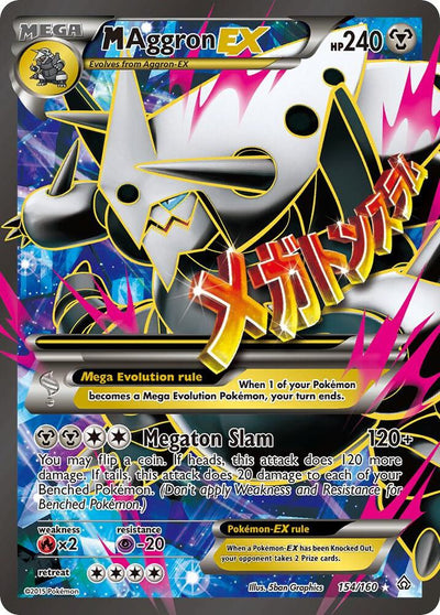 Pokémon M Aggron EX #154/160 XY - Primal Clash 154 Full Art Holofoil Near Mint Trading Card