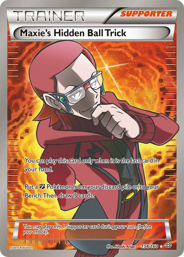 Pokémon Maxie's Hidden Ball Trick #158/160 XY - Primal Clash 158 Full Art Holofoil Lightly Played English Trading Card — catalog front, TCGplayer SKU 1282995