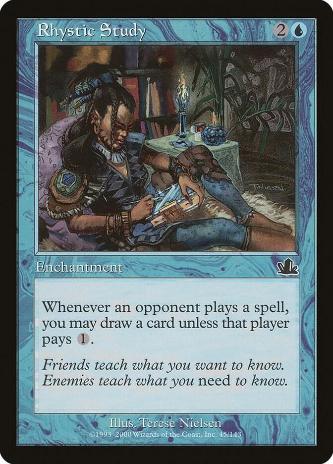 Magic Rhystic Study #45 Prophecy Common Non-Foil Near Mint English Trading Card — catalog front, TCGplayer SKU 20823