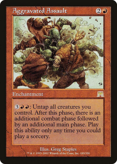 Magic Aggravated Assault #185 Onslaught Rare Non-Foil Near Mint Trading Card