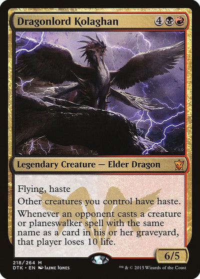 Magic Dragonlord Kolaghan #218 Dragons of Tarkir Mythic Rare Non-Foil Near Mint English Trading Card — catalog front, TCGplayer SKU 2736922