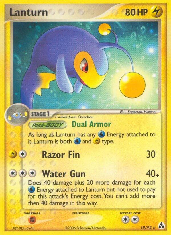 Pokémon Lanturn #19/92 EX Legend Maker Rare Reverse Holofoil Near Mint English Trading Card — catalog front, TCGplayer SKU 2737312