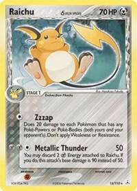 Pokémon Raichu #15/110 EX Holon Phantoms Delta Species Holofoil Damaged English Trading Card — catalog front, TCGplayer SKU 2829733