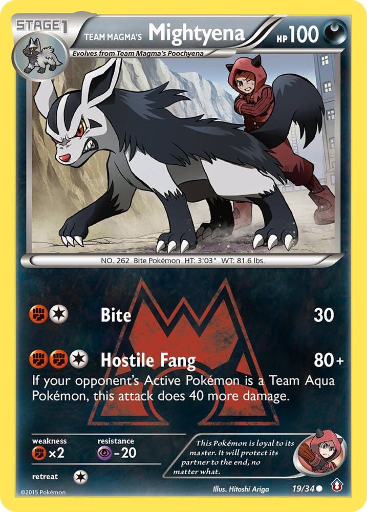 Pokémon Team Magma's Mightyena #19/34 Double Crisis Common Reverse Holofoil Near Mint English Trading Card — catalog front, TCGplayer SKU 2829864
