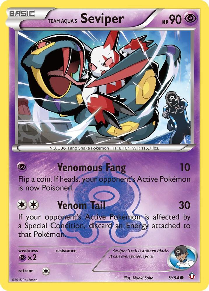 Pokémon Team Aqua's Seviper #9/34 Double Crisis Common Reverse Holofoil Near Mint English Trading Card — catalog front, TCGplayer SKU 2829924