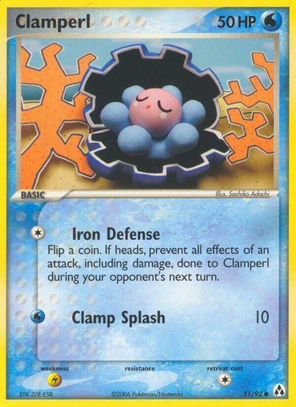Pokémon Clamperl #51/92 EX Legend Maker Common Reverse Holofoil Near Mint English Trading Card — catalog front, TCGplayer SKU 2837457