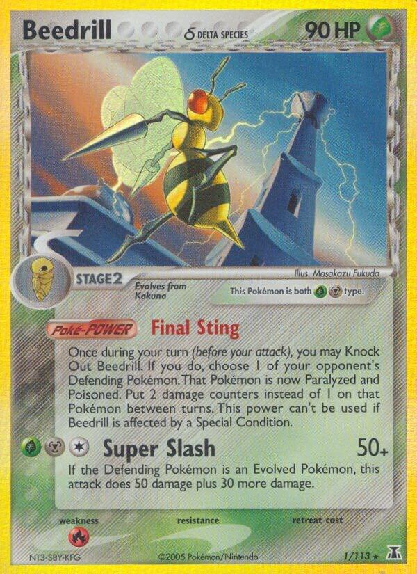 Pokémon Beedrill #1/113 EX Delta Species Delta Species Holofoil Moderately Played English Trading Card — catalog front, TCGplayer SKU 2837699