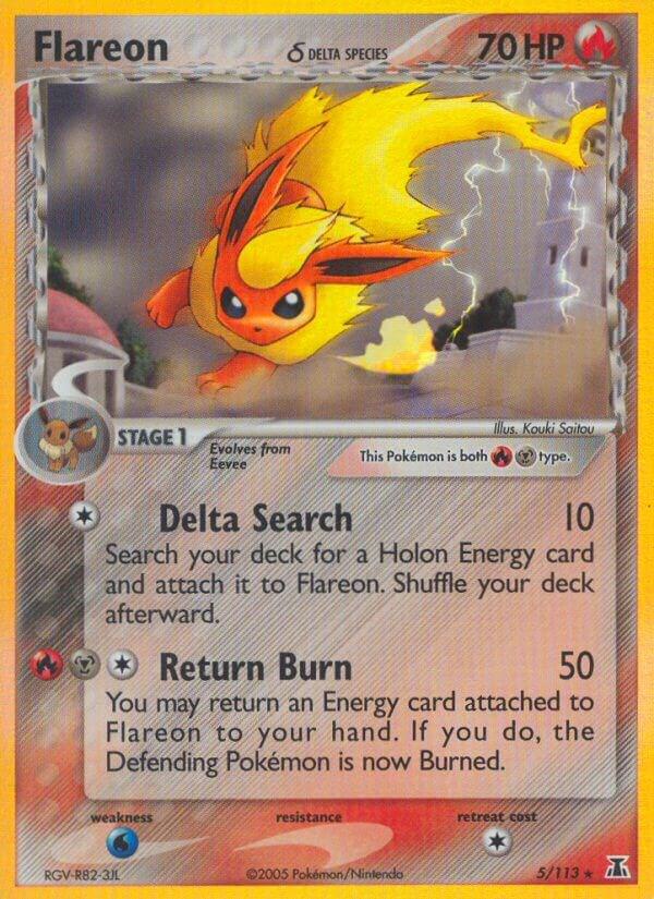 Pokémon Flareon #5/113 EX Delta Species Delta Species Holofoil Near Mint Trading Card