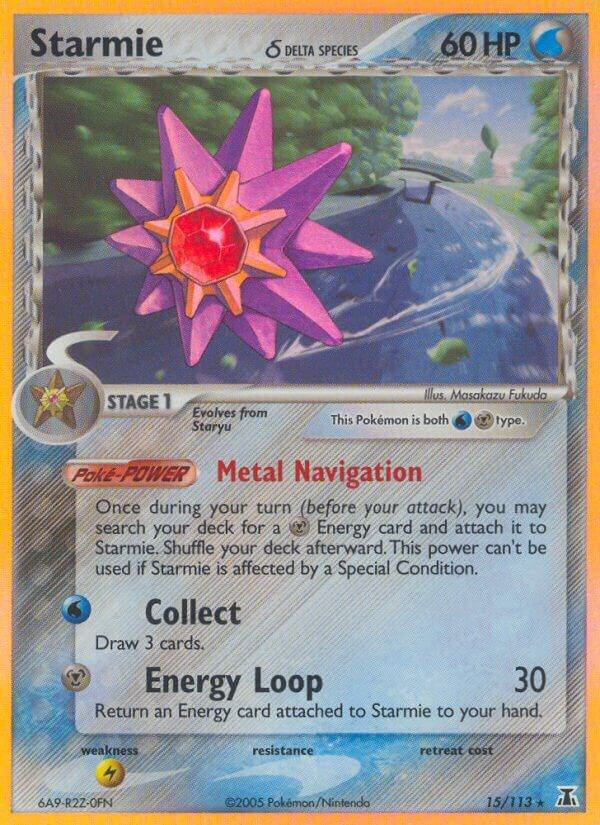 Pokémon Starmie - 015/113 #15/113 EX Delta Species Delta Species Holofoil Moderately Played English Trading Card — catalog front, TCGplayer SKU 2838219