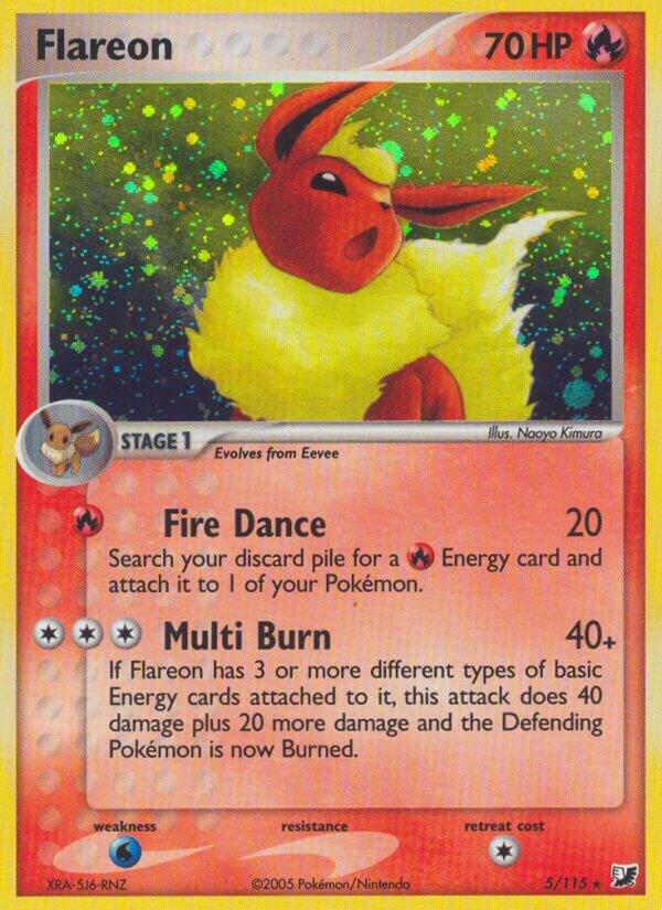 Pokémon Flareon #5/115 EX Unseen Forces Holo Rare Holofoil Near Mint Trading Card