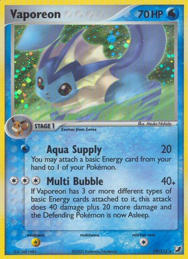 Pokémon Vaporeon #19/115 EX Unseen Forces Holo Rare Holofoil Near Mint Trading Card