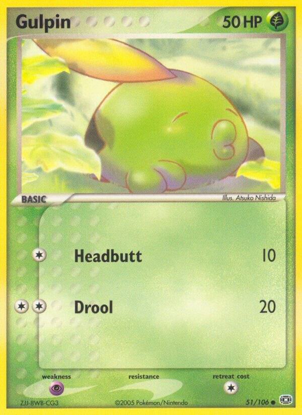 Pokémon Gulpin #51/106 EX Emerald Common Reverse Holofoil Near Mint English Trading Card — catalog front, TCGplayer SKU 2866727