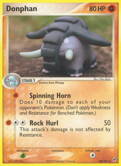 Pokémon Donphan #30/107 EX Deoxys Uncommon Reverse Holofoil Moderately Played English Trading Card — catalog front, TCGplayer SKU 2867274