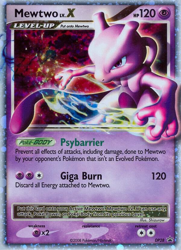 Pokémon Mewtwo LV.X #DP28 Diamond and Pearl Promos Promo Holofoil Heavily Played Trading Card
