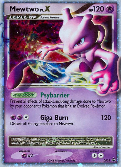 Pokémon Mewtwo LV.X #DP28 Diamond and Pearl Promos Promo Holofoil Heavily Played Trading Card