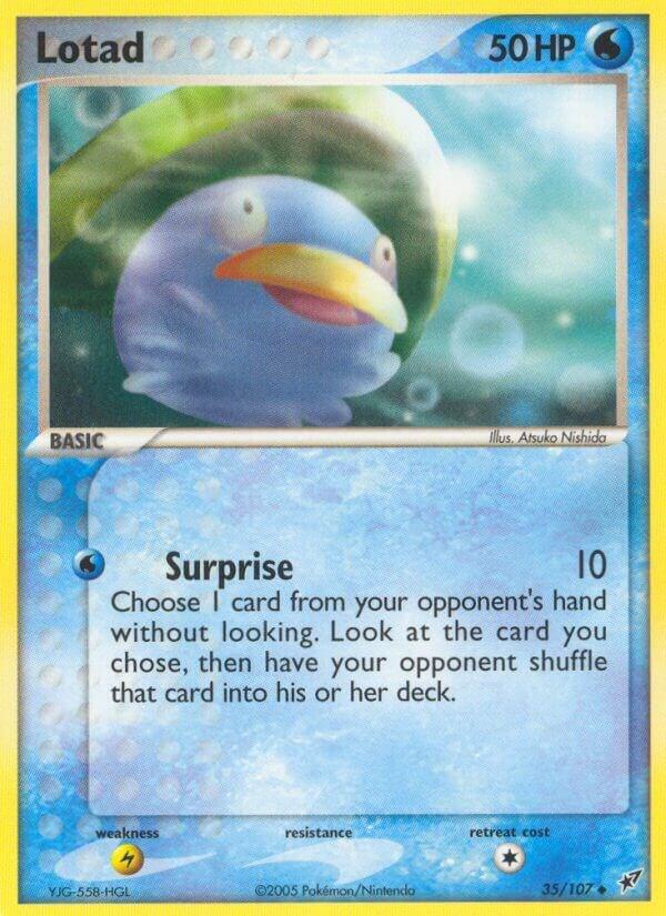 Pokémon Lotad #35/107 EX Deoxys Uncommon Reverse Holofoil Lightly Played English Trading Card — catalog front, TCGplayer SKU 2871318