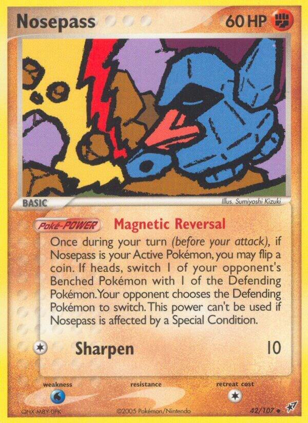 Pokémon Nosepass #42/107 EX Deoxys Uncommon Reverse Holofoil Near Mint English Trading Card — catalog front, TCGplayer SKU 2871442