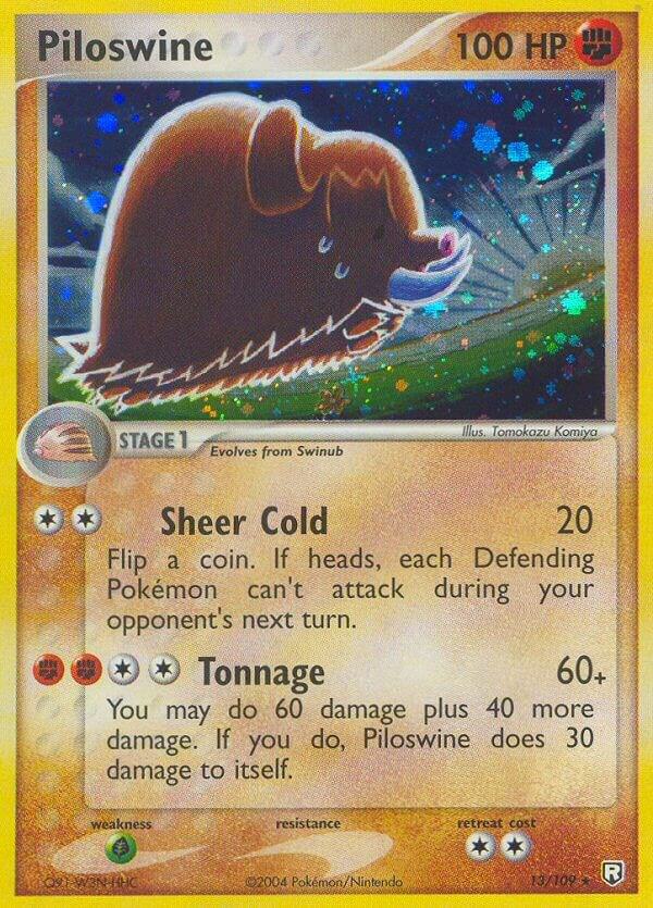 Pokémon Piloswine #13/109 EX Team Rocket Returns Holo Rare Reverse Holofoil Heavily Played English Trading Card — catalog front, TCGplayer SKU 2872100